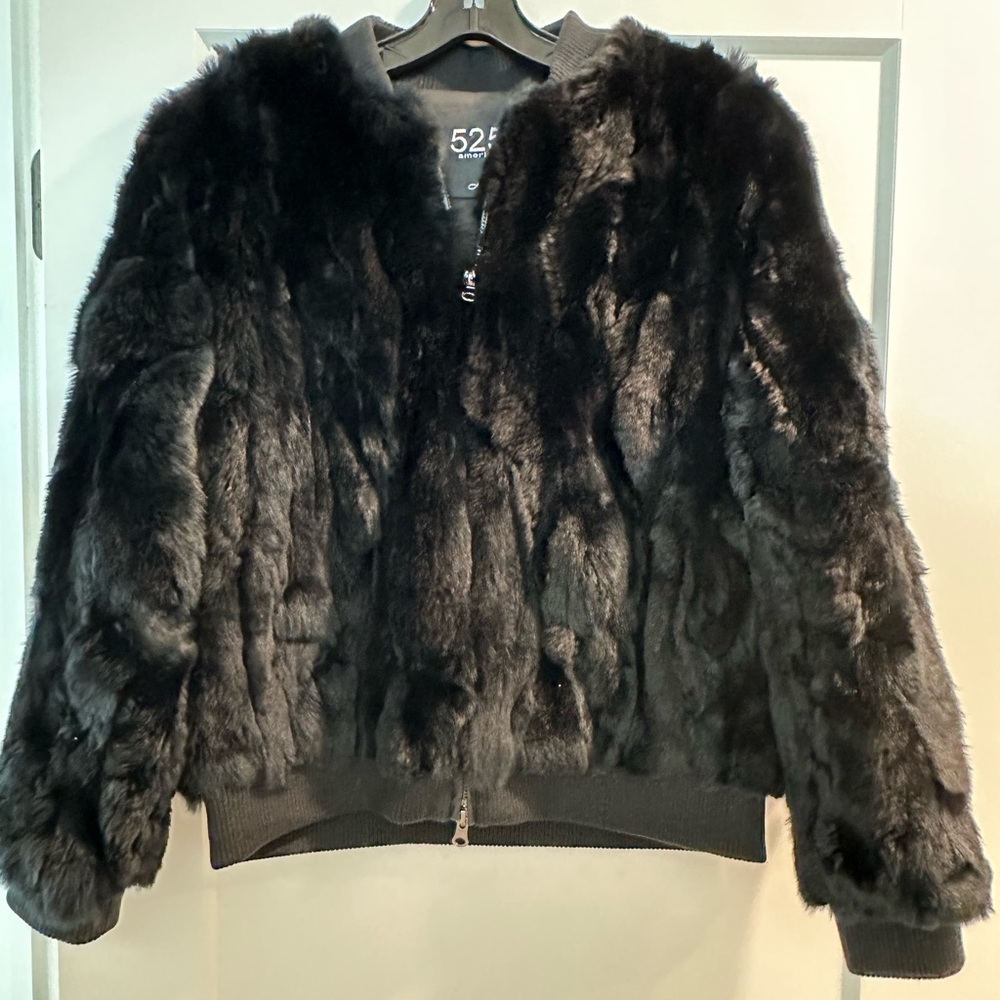 Black Rabbit Fur Coat